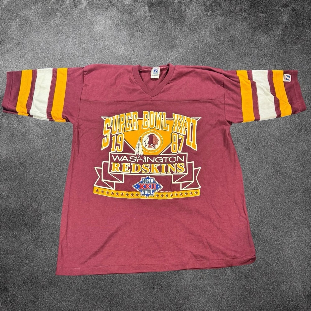 Vintage Washington Redskins XL shirt jersey sleeve Super Bowl 22 1987 v-neck USA